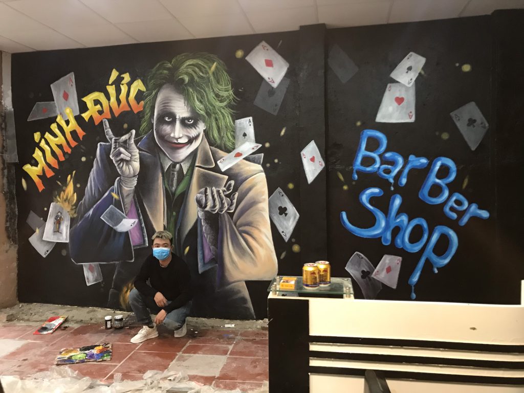Vẽ tranh tường barber tại phố Lê Hồng Phong, Thái Bình