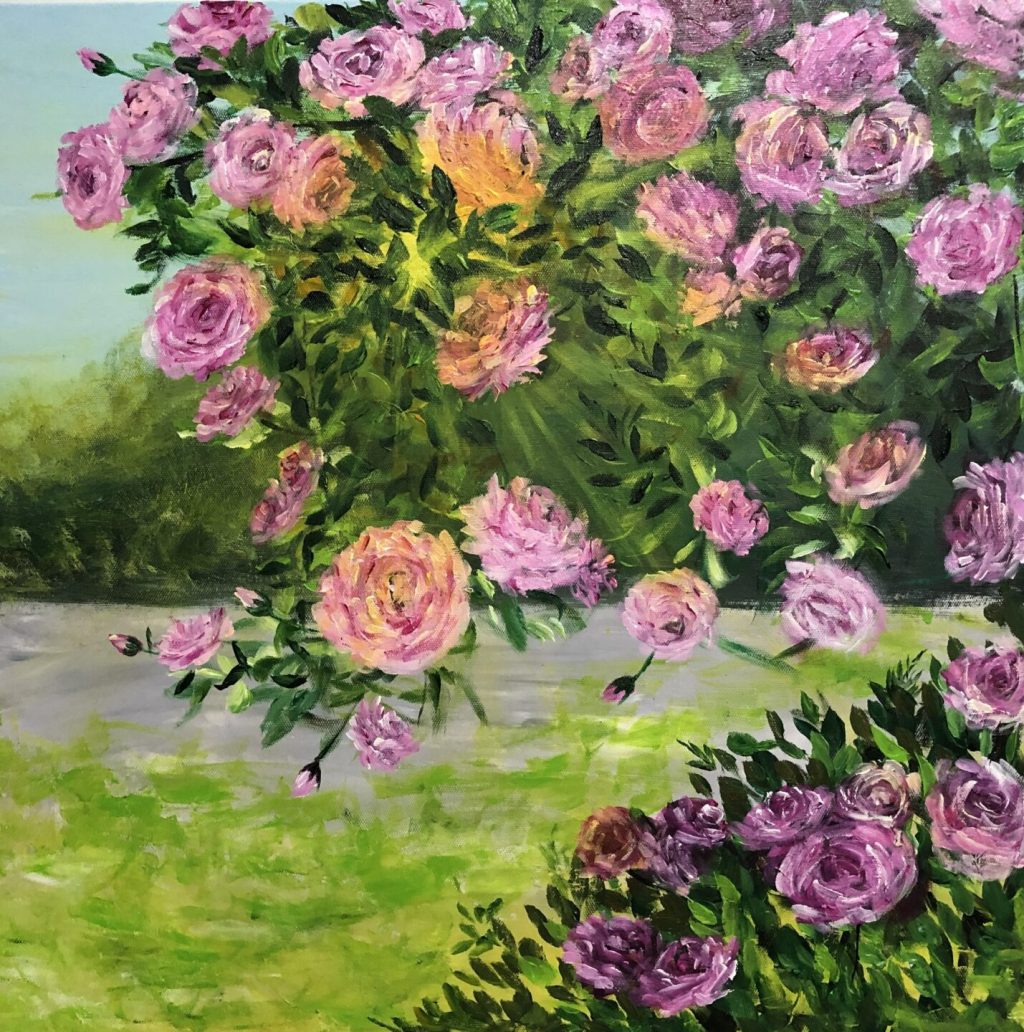 Vẽ tranh tương hoa hồng leo tại Tây Hồ, Hà Nội