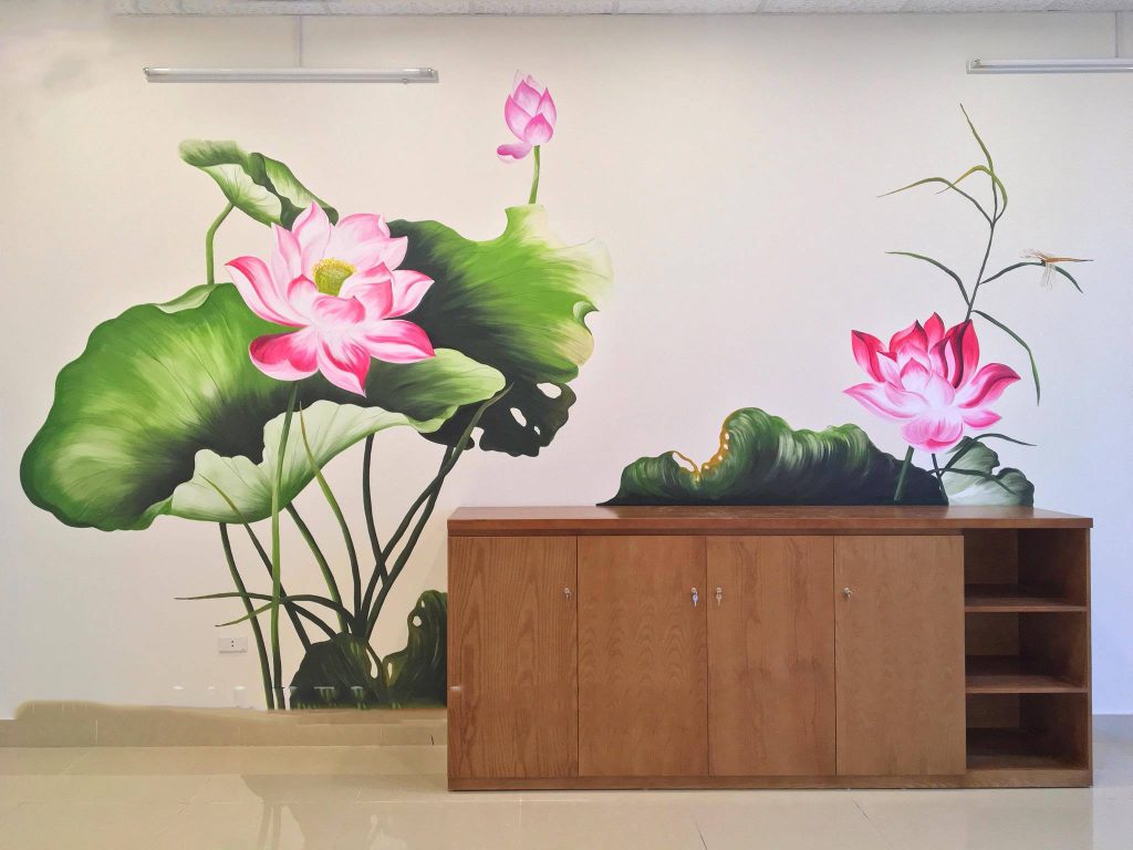 Vẽ tranh tường hoa sen tại TP HCM